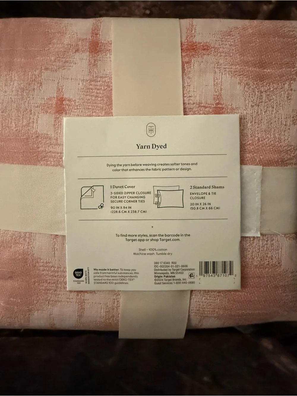 NWT Threshold Pink Plaid Yarn-Dyed Cotton Duvet Set Full Queen 3pc-MSRP $59